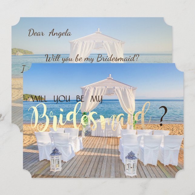 Tropical Beach Wedding Arbor Bridesmaid Card Einladung (Vorne/Hinten)