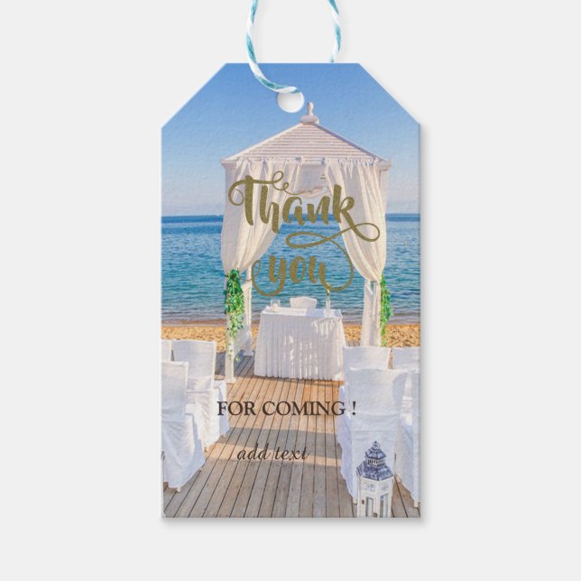 Tropical Beach Wedding Arbor Vielen Dank Geschenkanhänger (Vorderseite)