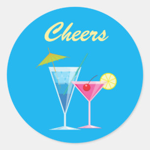 Tropical Beach Wedding Checker Runder Aufkleber