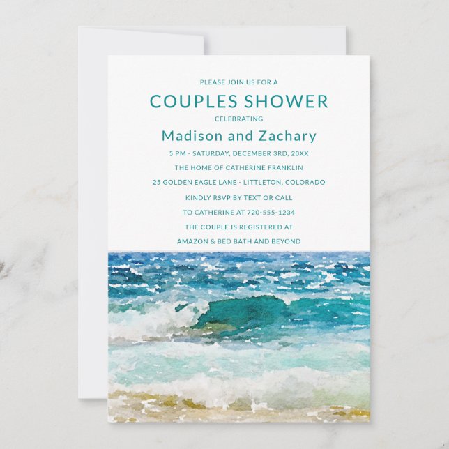 Tropical Beach Wedding Couples Dusche (Vorderseite)