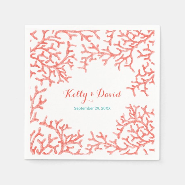 Tropical Beach Wedding Elegantes Korallenriff Serviette (Vorderseite)