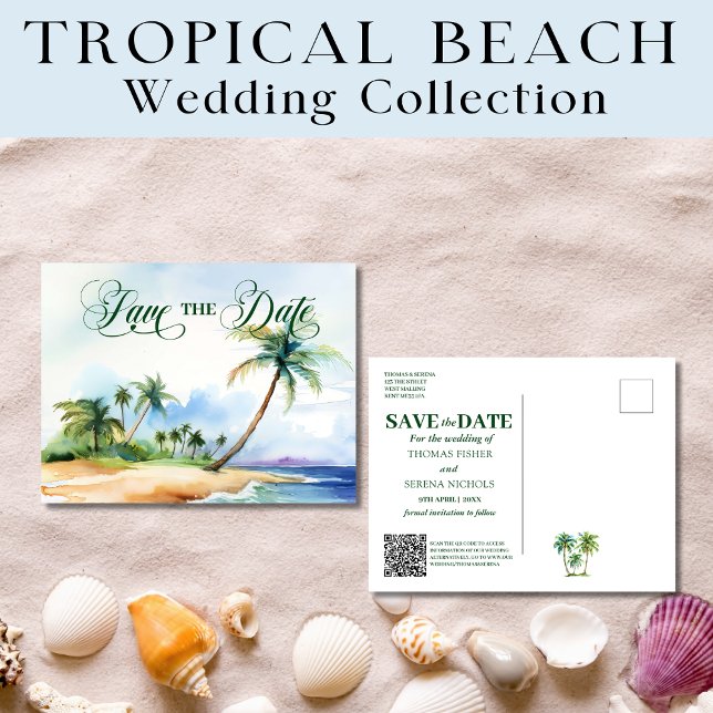Tropical Beach Wedding Enregistrer La Date Carte P (Créateur téléchargé)