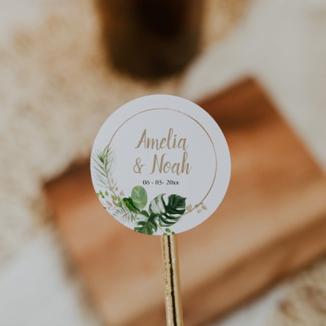 Tropical Beach Wedding Favor Sticker (Von Creator hochgeladen)