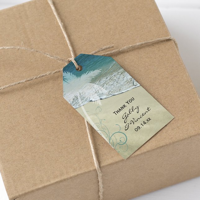 Tropical Beach Wedding Favor Tag Geschenkanhänger (Von Creator hochgeladen)