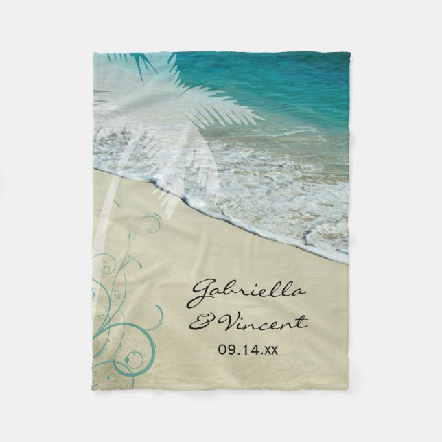 Tropical Beach Wedding Fleecedecke (Vorderseite)