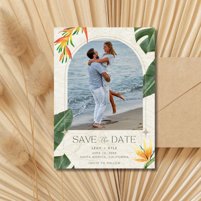 Tropical Beach Wedding Foto Save The Date (Tropical Beach Wedding Photo Save The Date)