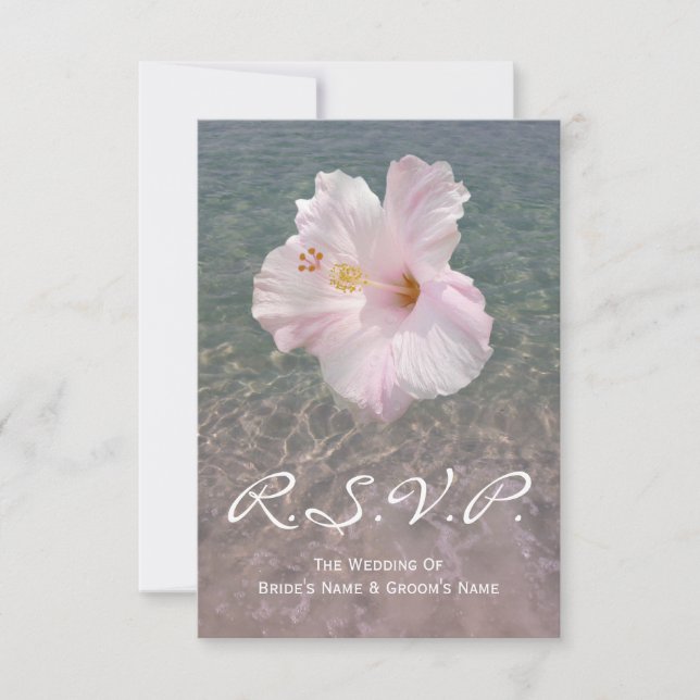 Tropical Beach Wedding Hibiskus Kleiner UAWG RSVP Karte (Vorderseite)
