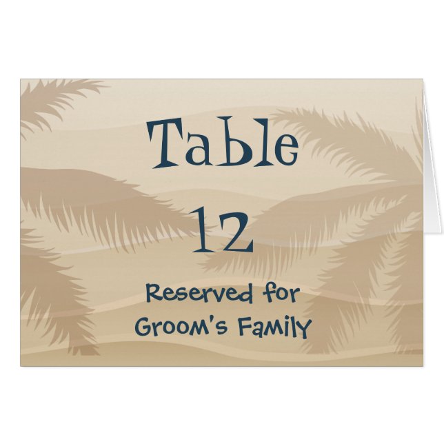 Tropical Beach Wedding Numéro de table (Devant Horizontal)