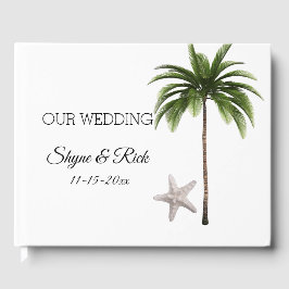 Tropical Beach Wedding Palme Personalisiert Gästebuch