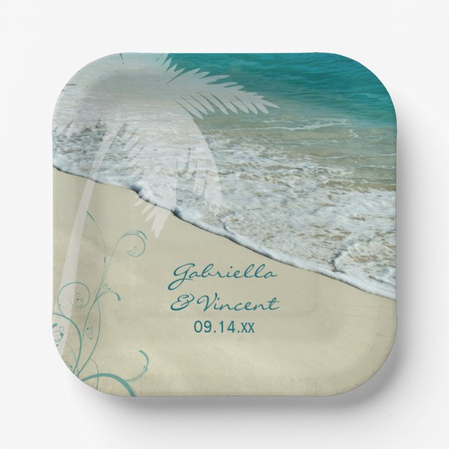 Tropical Beach Wedding Pappteller (Vorderseite)
