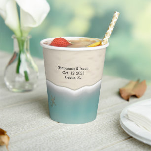 Tropical Beach Wedding Personalisierte Papiersorte Pappbecher
