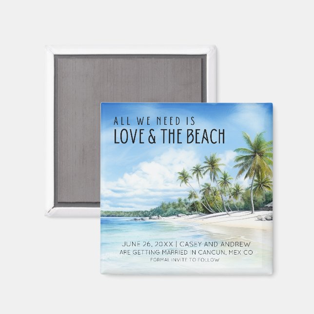 Tropical Beach Wedding Rett Date Magnet (Vorderseite/Rückseite)