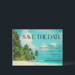 Tropical Beach Wedding rettet die Termine Save The Date<br><div class="desc">Tropisch blaues Wasser und Palmen Strand Szene Hochzeit speichern die Daten für Ihr Ziel,  Insel oder Strand Hochzeit! Passen Sie Ihren Namen,  Ihren Hochzeitstag und Ihren Ort an. Kontaktieren Sie mich mit dem unten stehenden Button,  wenn Sie Hilfe benötigen oder Ihr Foto auf der Rückseite dieser Karte hinzufügen möchten.</div>