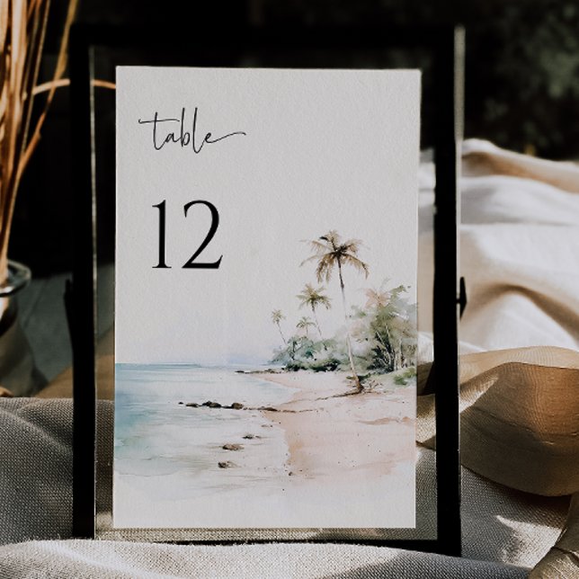 Tropical Beach Wedding Tischnummer Card (Von Creator hochgeladen)