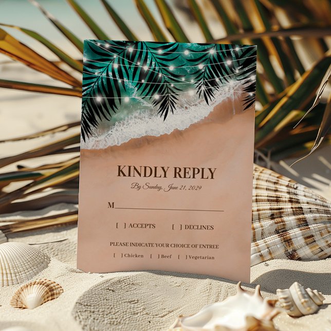 Tropical Beach Wedding UAWG Entree Choice RSVP Karte (Von Creator hochgeladen)