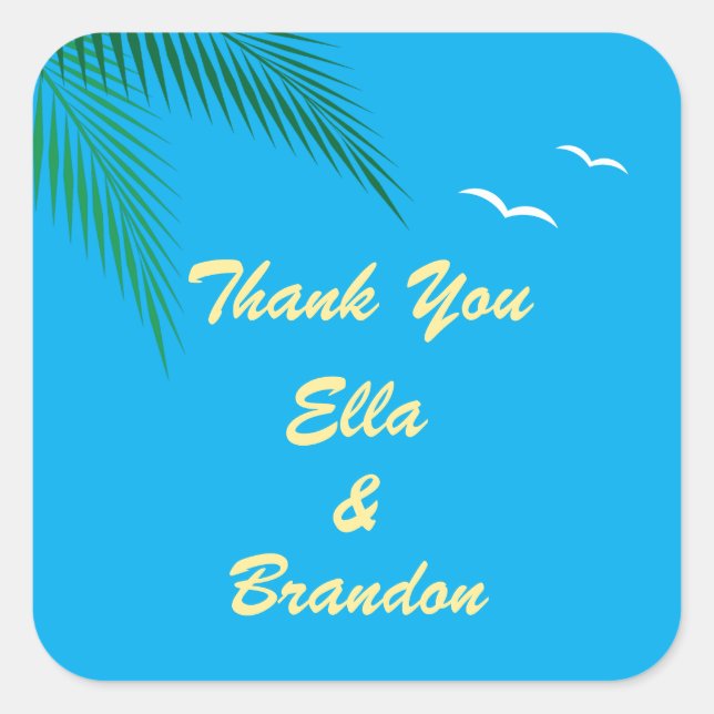 Tropical Beach Wedding Vielen Dank Sticker (Vorderseite)