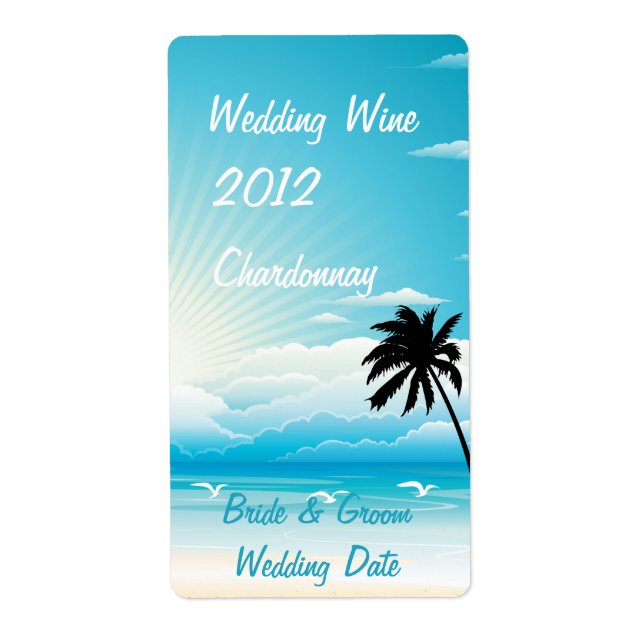 Tropical Beach Wedding Wine Label (Vorne)