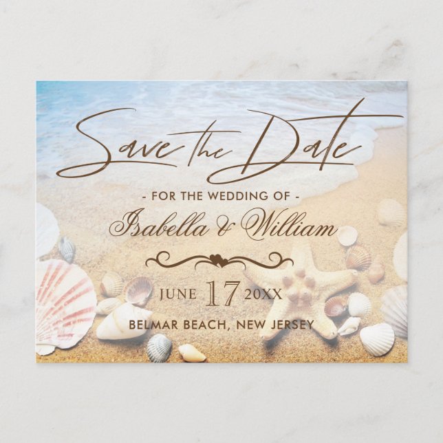 Tropical Beach Wedfish Save the Date Ankündigungspostkarte (Vorderseite)