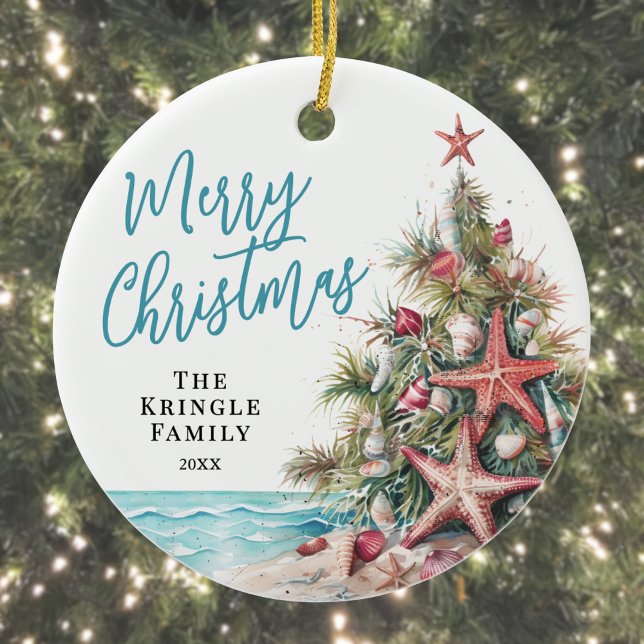 Tropical Beach Weihnachten Keramik Ornament (Tropical Beach Christmas Ceramic Ornament)