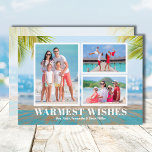 Tropical Beach Weihnachts-Foto Feiertagskarte<br><div class="desc">Teilen Sie Ihre Lieblings-Strandurlaube oder Fotos bei schönem Wetter mit diesem tropischen Sand,  Wasser und Palmen Weihnachtskarte mit Ihrer Nachricht in schicken weißen Schriften. Wählen Sie Matte für schwerstes Papier und High Definition für beste Druckqualität.</div>