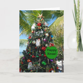 Tropical Beach Weihnachtsbaum Feiertagskarte