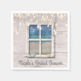 Tropical Beach Window White Wood Elegante Küste Serviette