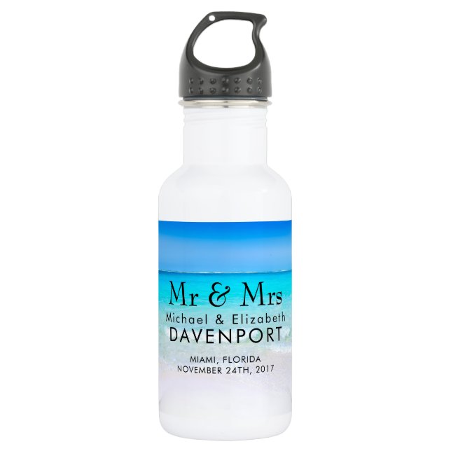 Tropical Beach with a Turquoise Sea Wedding Edelstahlflasche (Vorderseite)