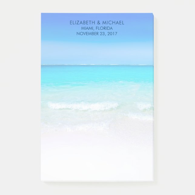 Tropical Beach with a Turquoise Sea Wedding Post-it Klebezettel (Vorderseite)