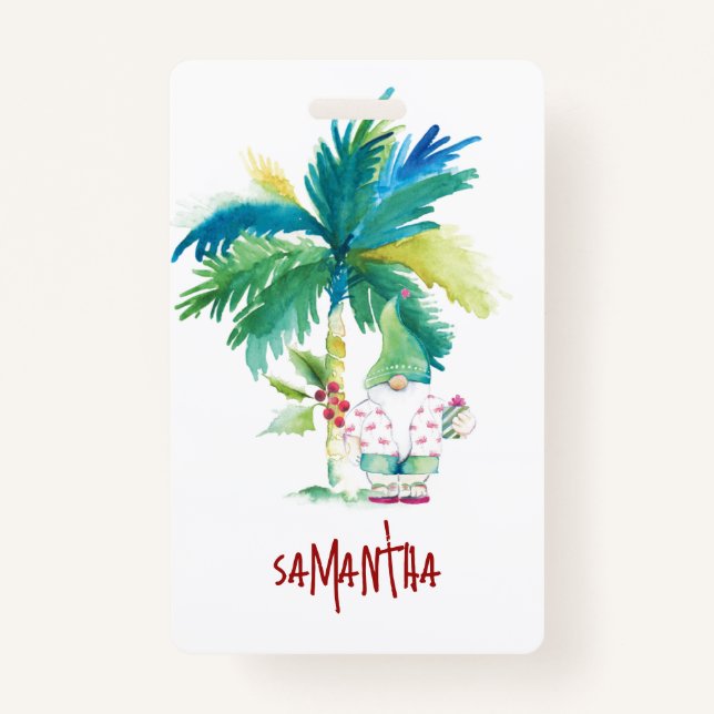 Tropical Beach Xmas Name Tags Ausweis (Vorderseite)
