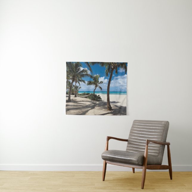Tropical Beaches | Anguilla Beach, Palm Tree Wandteppich (Beispiel (Horizontal))