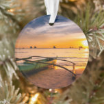 Tropical Beaches | Boracay's White Beach Ornament<br><div class="desc">This amazing Getty Images photo features a small boat on the shore of Boracay's White Beach at sunset.</div>