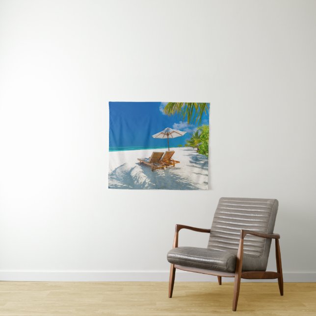 Tropical Beaches | Lounge Chairs Beach, Bora Bora Wandteppich (Beispiel (Horizontal))