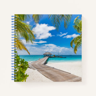 Tropical Beaches   Maldives Island Wooden Jetty Notizbuch