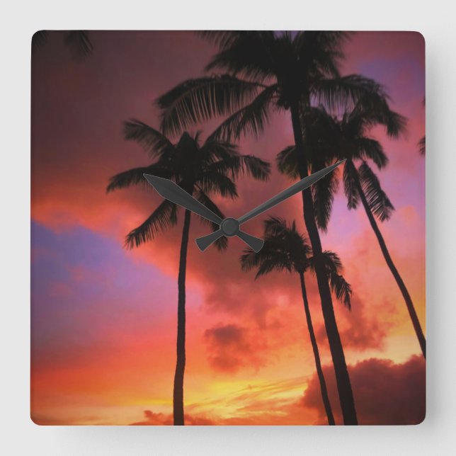 Tropical Beaches Maui Hawaii Islands Quadratische Wanduhr (Vorderseite)