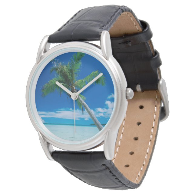 Tropical Beaches | Motu Tofari Beach, Bora Bora Armbanduhr (Schrägansicht)