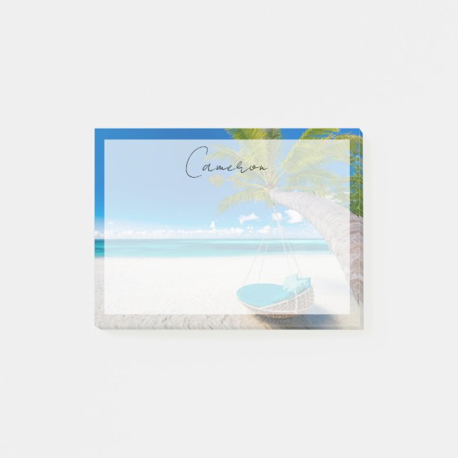 Tropical Beaches Tropical Landscape Beach Swing Post-it Klebezettel (Vorderseite)
