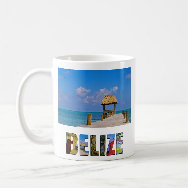 Tropical Belize Blue Sky Ocean Foto Kaffeetasse (Links)