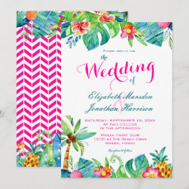 Tropical Berry Pink Aquamarine Zickzack Hochzeit m Einladung