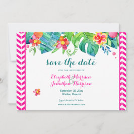 Tropical Berry Pink Aquamarine Zickzack Hochzeit m Save The Date