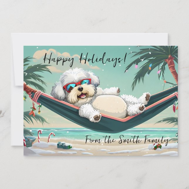 Tropical Bichon Holiday Feiertagskarte (Vorderseite)