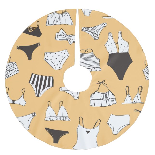 Tropical Bikini: Von Hand Gezeichnet Sommermuster Polyester Weihnachtsbaumdecke (Vorderseite)