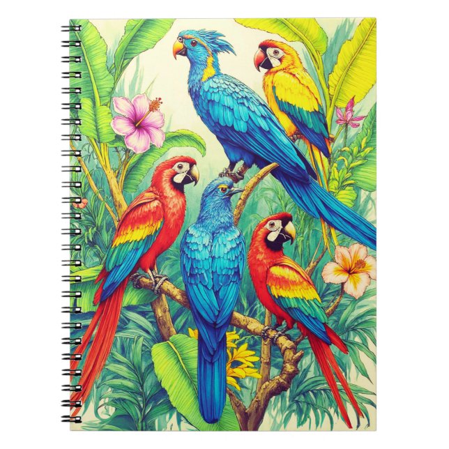 Tropical Birds Botanical Illustration Notizblock (Vorderseite)