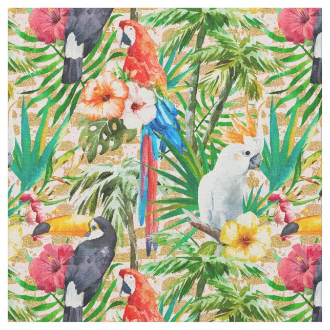 Tropical Birds Stoff (Nahaufnahme)