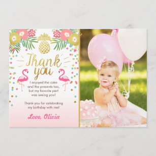 Tropical Birthday Danke, Card Luau Flamingo Dankeskarte