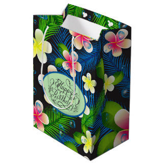 Tropical Birthday Floral Medium Gift Bag Mittlere Geschenktüte