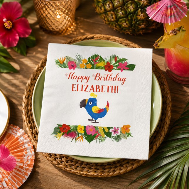 Tropical Birthday Parrot Serviette (Von Creator hochgeladen)
