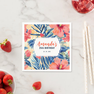 Tropical Birthday Party Hibiskus Blumenmuster Serviette