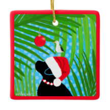 Tropical Black Lab Santa Dog Weihnachtsschmuck