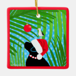 Tropical Black Lab Santa Dog Weihnachtsschmuck