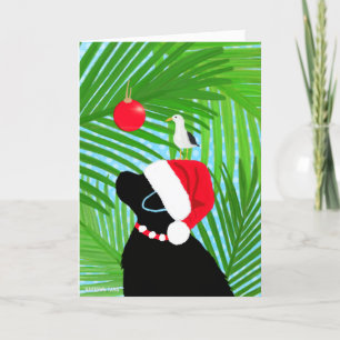 Tropical Black Lab Santa-Möwe Weihnachtskarte Dankeskarte